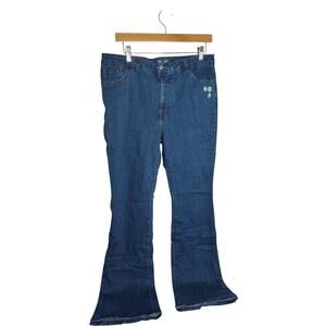 Modcloth Daisies on the Prairie Embroidered Flare Jeans 16 cottage boho